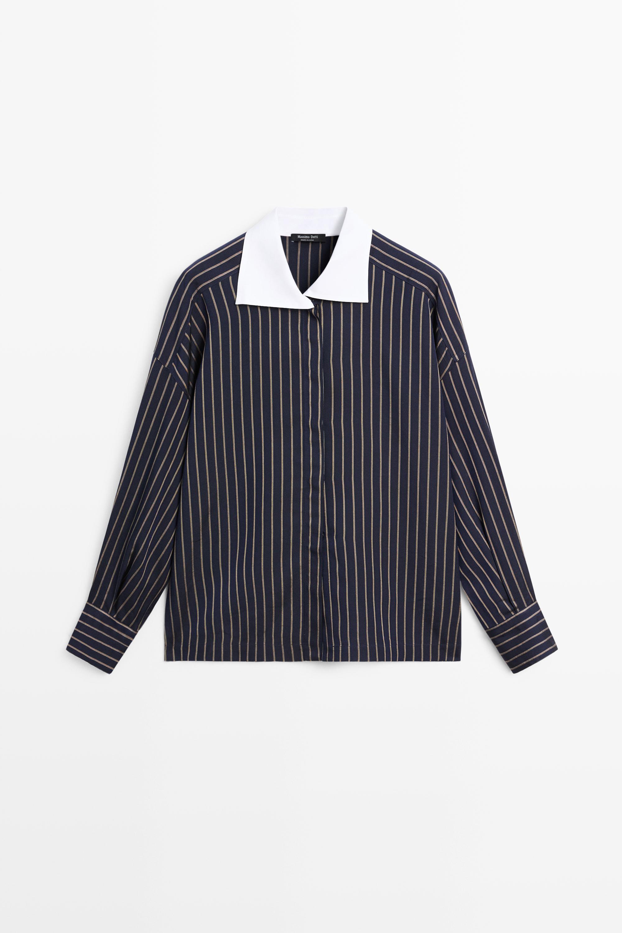 Chemise à rayures et col contrastant