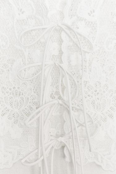 EMBROIDERED WAISTCOAT WITH TIES - White by Zara - Image 9