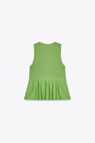 KNIT PEPLUM TOP - Light green by Zara - Image 6