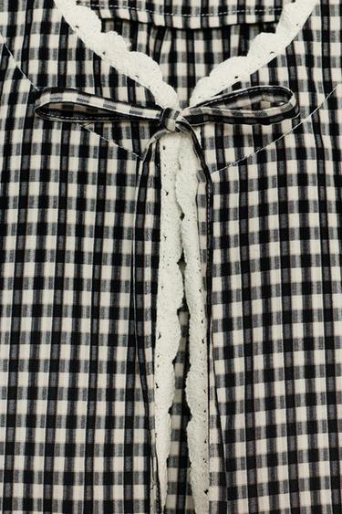 GINGHAM CHECK CROCHET JACKET - Black / White by Zara - Image 8