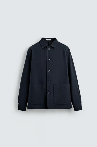 TEXTUROVANÁ VRCHNÁ KOŠEĽA REGULAR FIT - Námornícka modrá zn. Zara