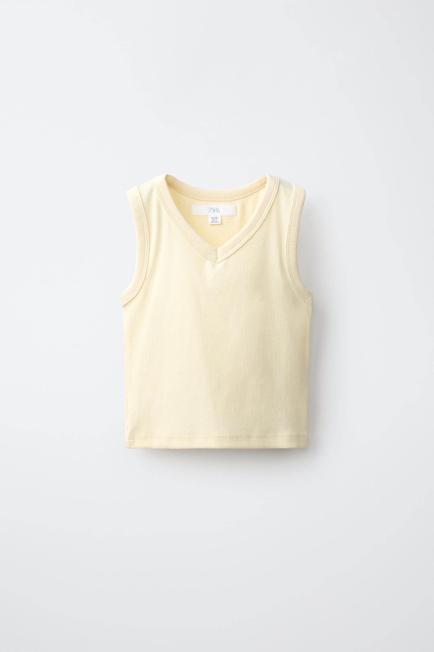 Топ Zara Ribbed Tank Top, цвет: Светлый жёлтый — фото 1