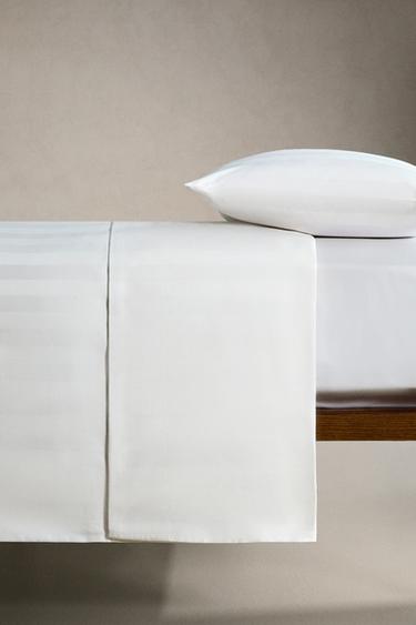 DRAP DE DESSUS SATIN RAYURES (500 FILS) - Blanc de Zara - Image 2