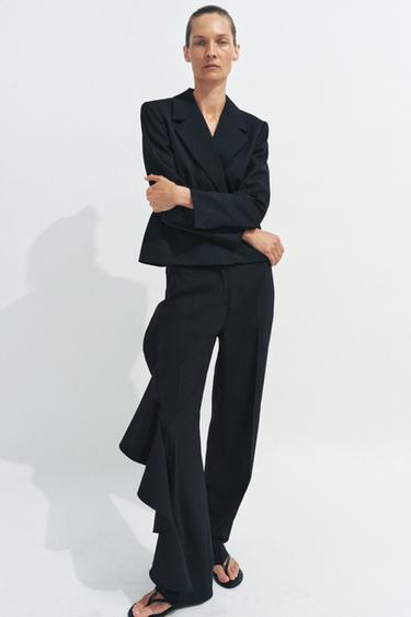بنطلون بكشكشة ZW COLLECTION - أسود by Zara