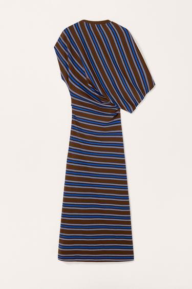 ROBE DRAPÉE RAYURES LIMITED EDITION - Marron de Zara - Image 5