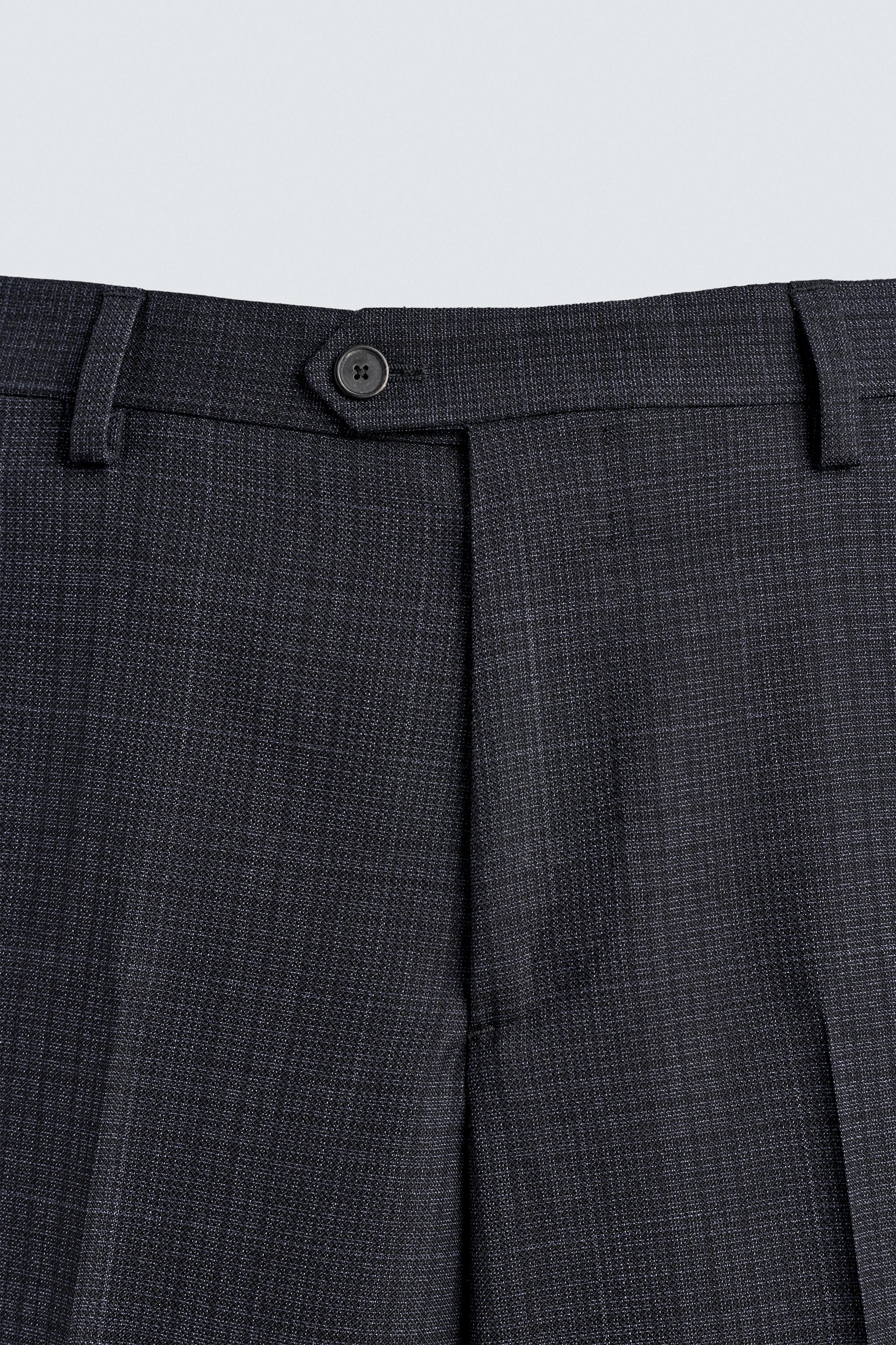 PANTALON DE COSTUME À CARREAUX 100% LAINE