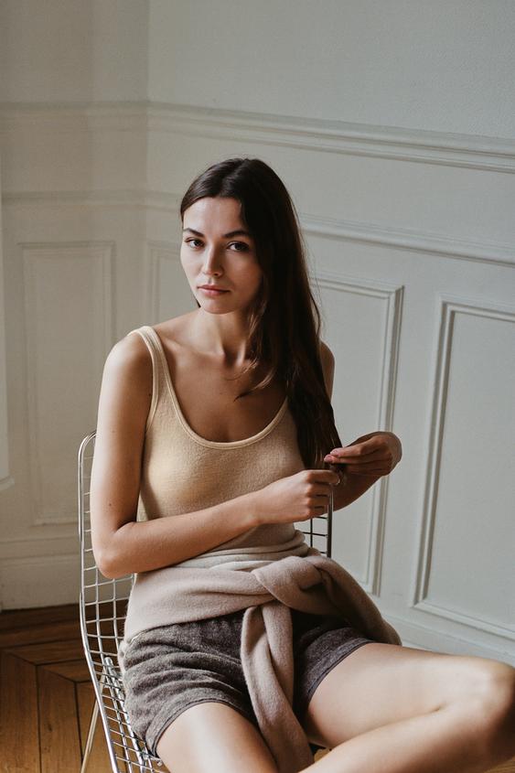 SEMI-SHEER WOOL BLEND TOP - Ecru by Zara - Image 0