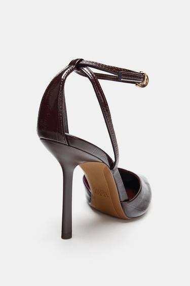 FAUX-PATENT SLINGBACK SHOES WITH STRAPS - Burgundy Red by Zara - Image 6