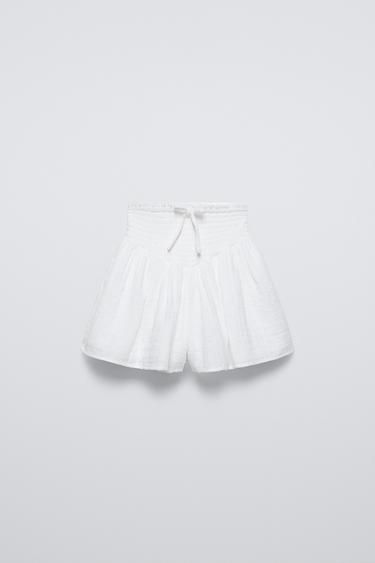Zara DOTTED MESH BOW SHORTS - White - Image 0