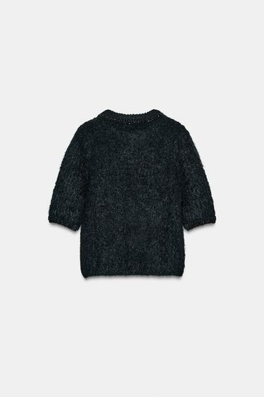 HAUT À MANCHES COURTES AVEC EFFET FANTAISIE BIJOU - Noir de Zara - Image 6