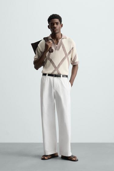 POLO PUNTO JACQUARD ROMBOS - Marrón / Topo de Zara - Imagen 0