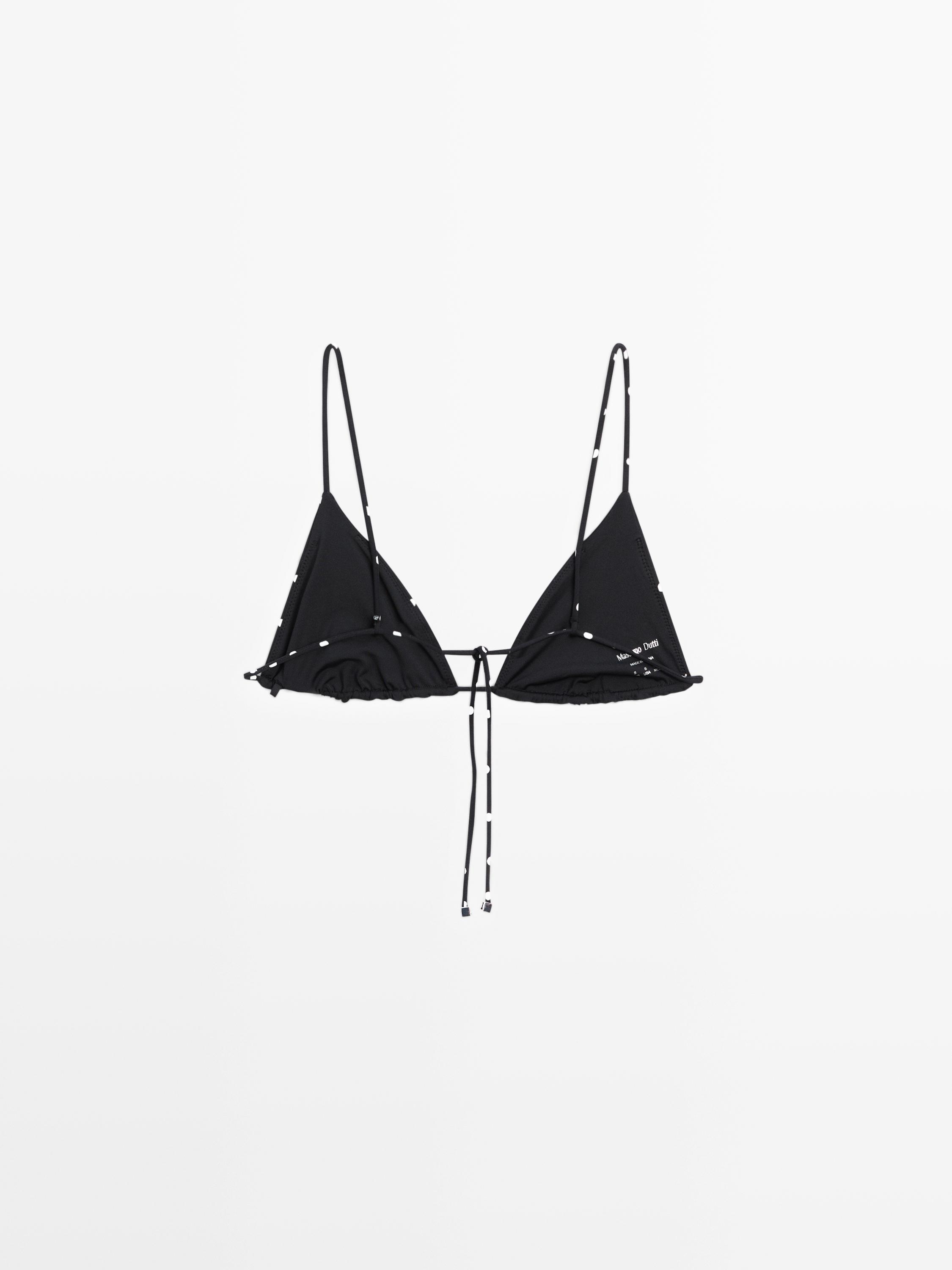 Polka dot print triangle bikini top