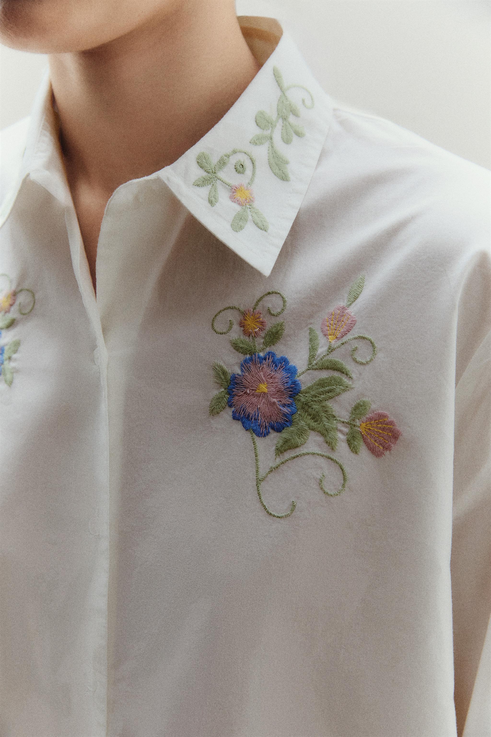 EMBROIDERED CROCHET SHIRT - Oyster-white | ZARA Canada