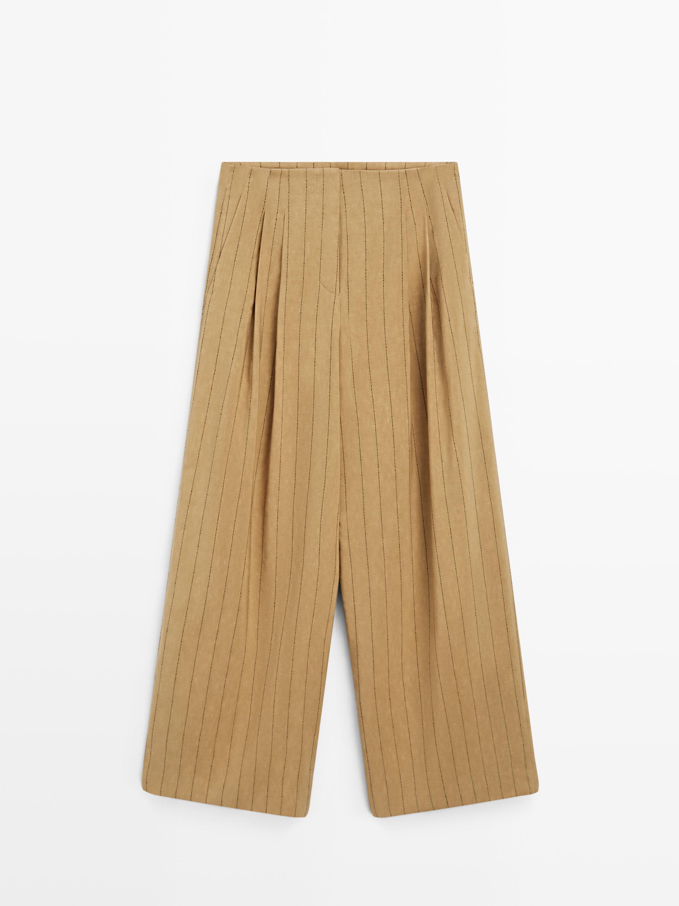 Darted wide-leg trousers
