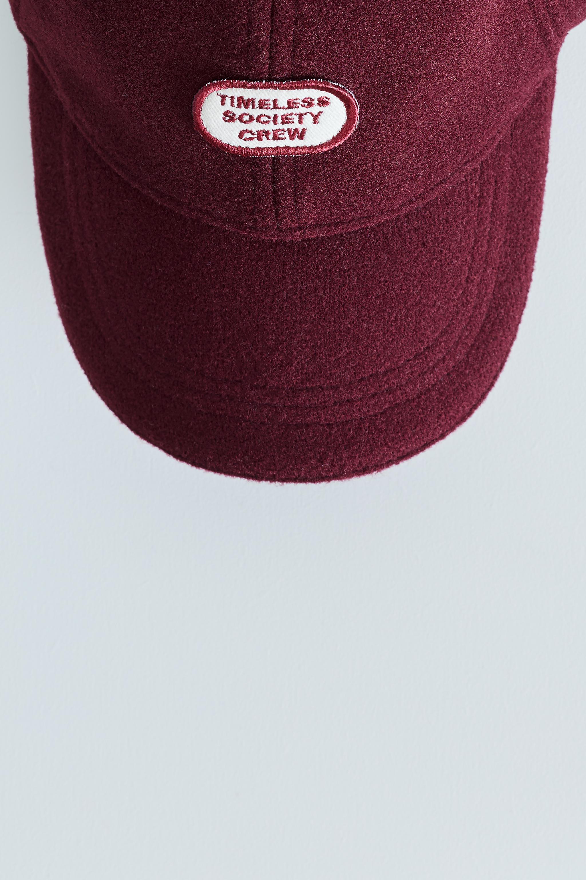 ZARA TIMELESS - WOOL PATCH CAP — Maroon