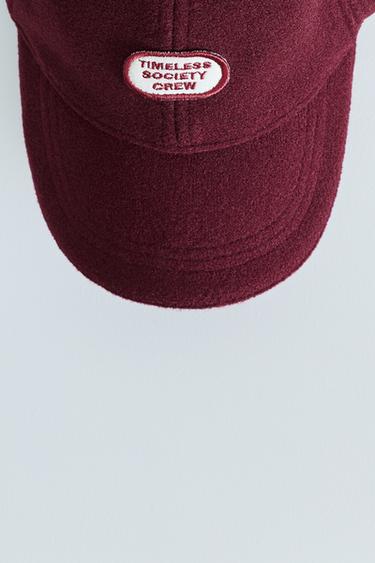 ZARA TIMELESS - BASEBALLCAP AUS TUCH MIT AUFNÄHER - Granatrot von Zara