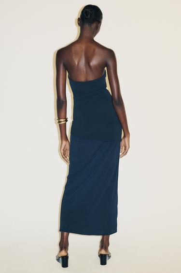STRAPLESS DRESS - Dark navy by Zara - Image 4