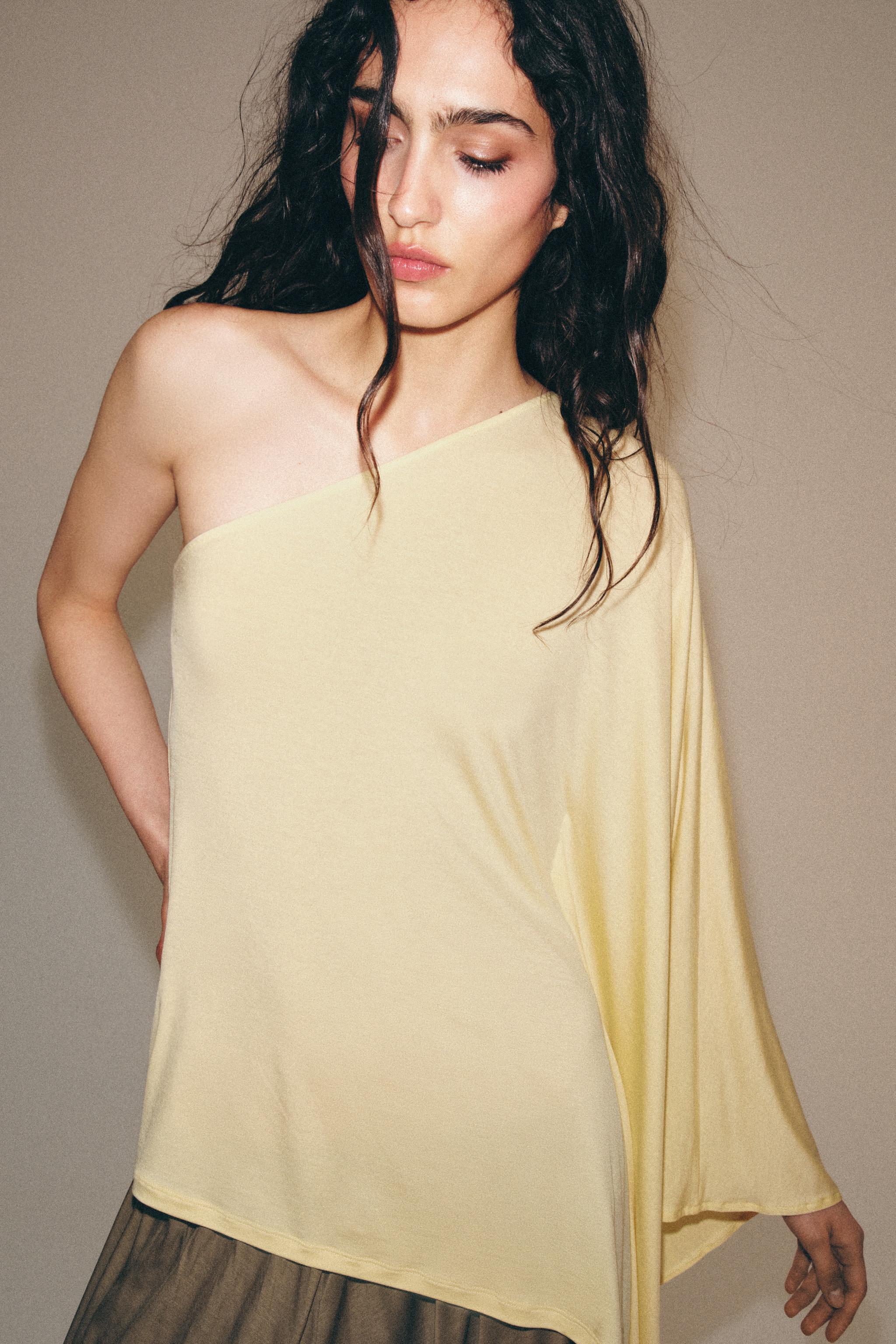Женские топы Zara ASYMMETRIC CAPE — фото 5