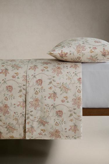 FLORAL SATEEN DUVET COVER (300 THREAD COUNT) - Ecru by Zara - Image 2