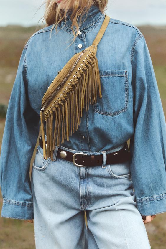 LEDVINKA S TŘÁSNĚMI ZE ŠTĺPANÉHO SEMIŠE - Tmavě tříslová od Zara - Obrázek 0