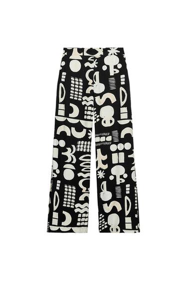 Zara STRAIGHT LEG PANTS - Black / White - Image 0