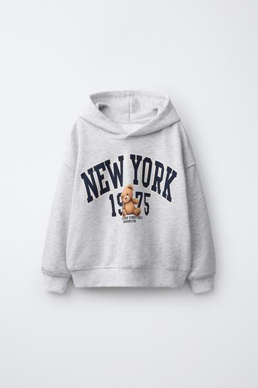 SUDADERA CAPAUCHA ESTAMPADO OSO - Gris vigoré de Zara - Imagen 0
