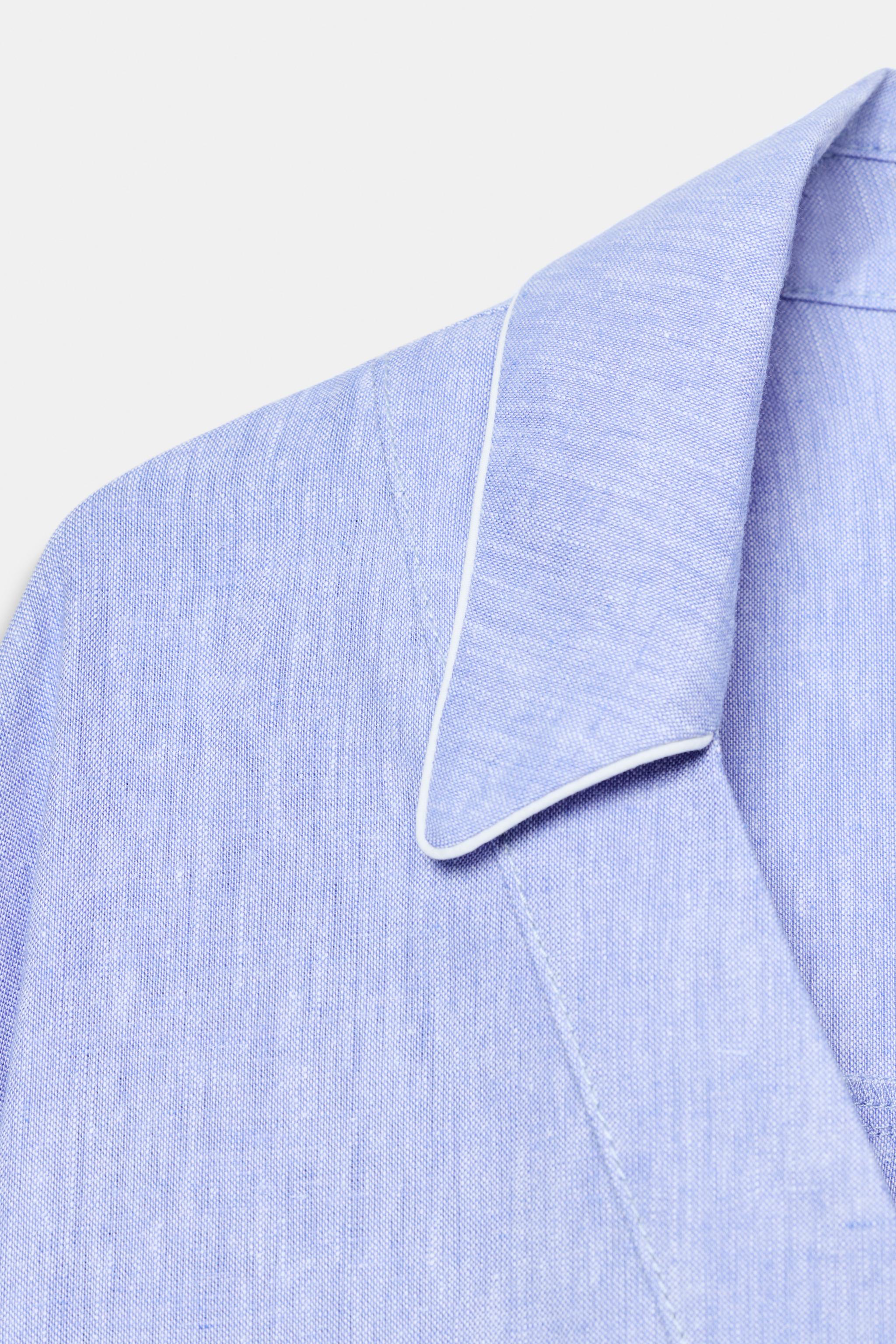LINEN BLOUSE WITH CONTRAST PIPING