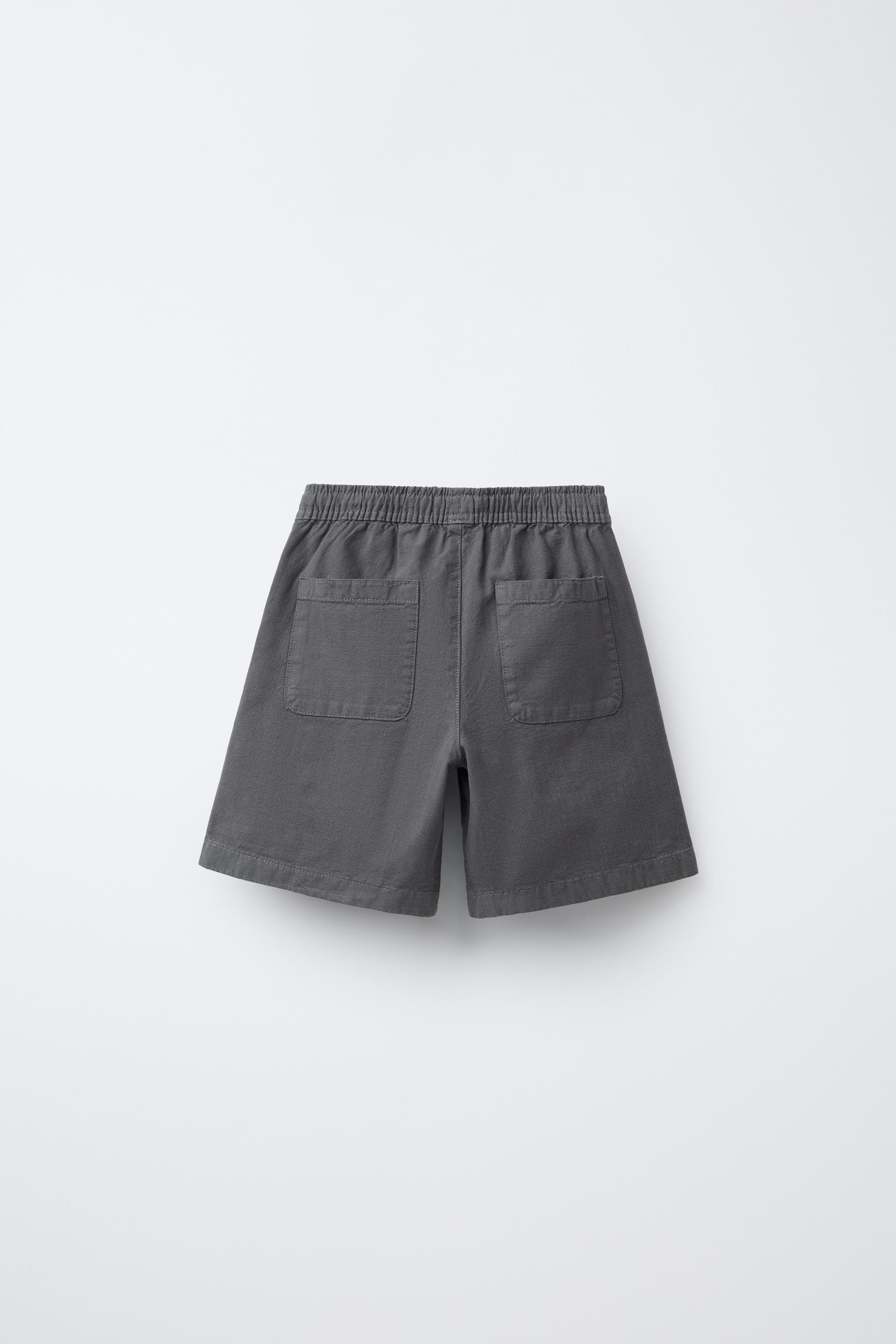WIDE FIT COTTON SHORTS WITH LABEL - Ecru | ZARA United States