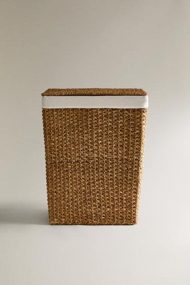 CESTO ROUPA COM TECIDO INTERIOR - Castanho da Zara