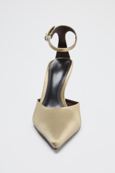 SATIN HIGH-HEEL SHOES WITH STRAP - Greenish by Zara - Image 5