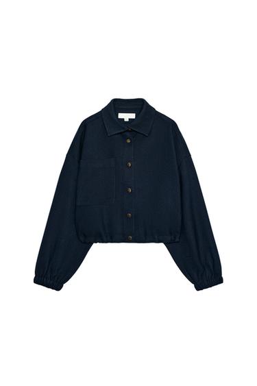 BOMBER CURTA GLOBO - Azul-marinho da Zara