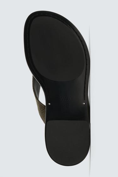 SANDALIA TIRAS PIEL - Verde de Zara