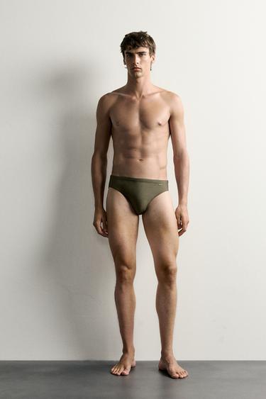 SLIP SWIMMING TRUNKS - Khaki by Zara - Image 0