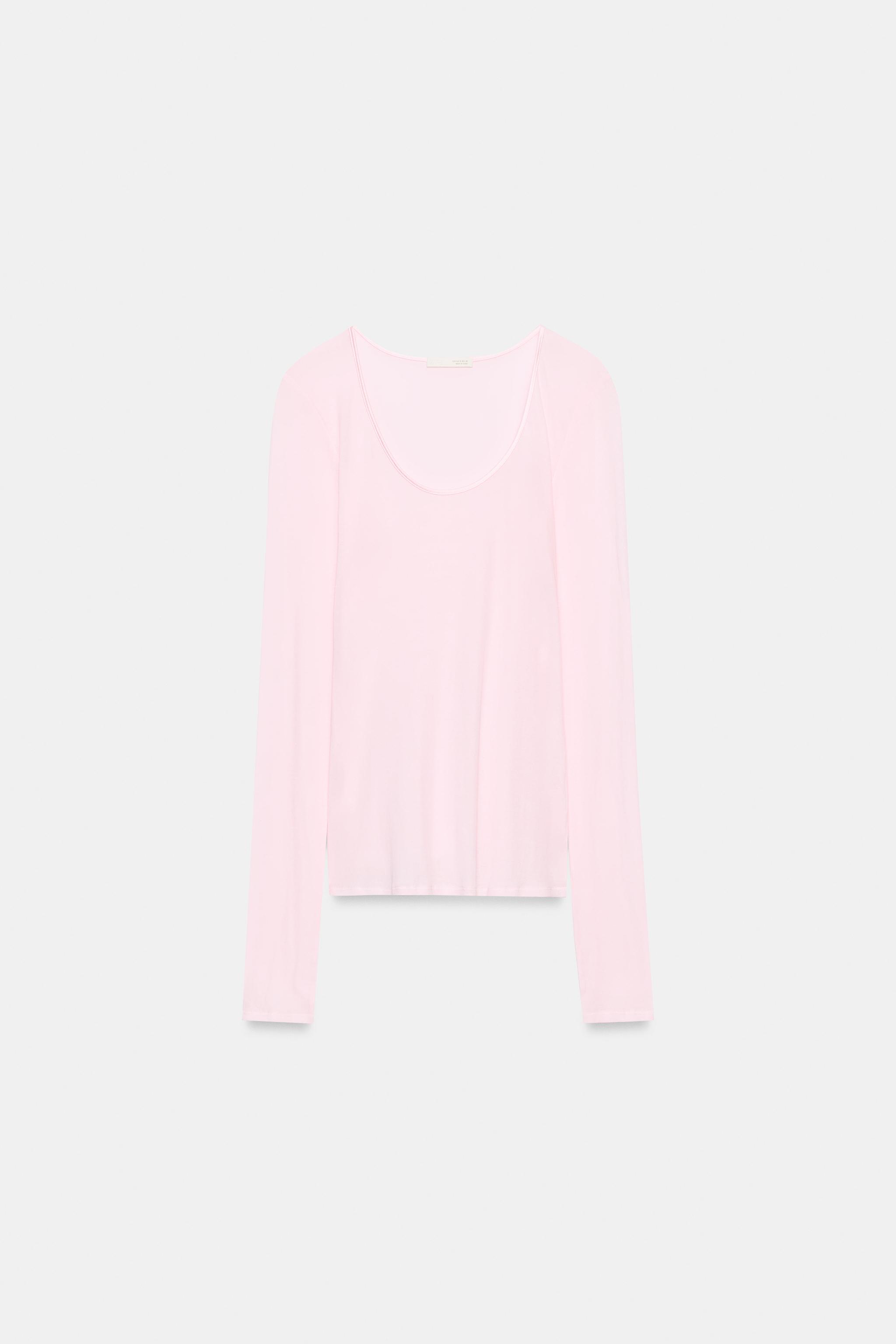 Женские футболки Zara COTTON ROUND NECK T-SHIRT — фото 4