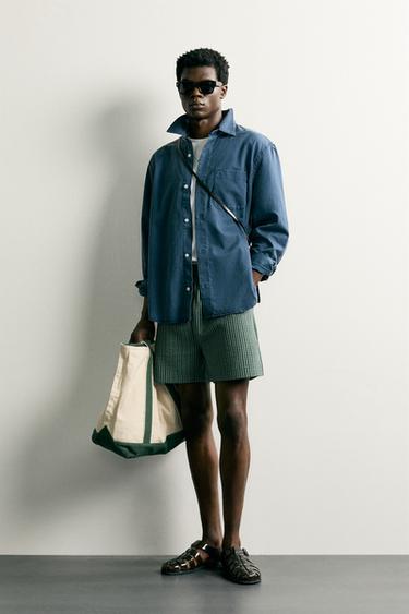 BERMUDA REGULAR FIT SEERSUCKER CONFORT - Vert de Zara