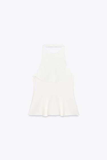 TOP ÉLASTIQUE PÉPLUM - Blanc cassé de Zara - Image 5
