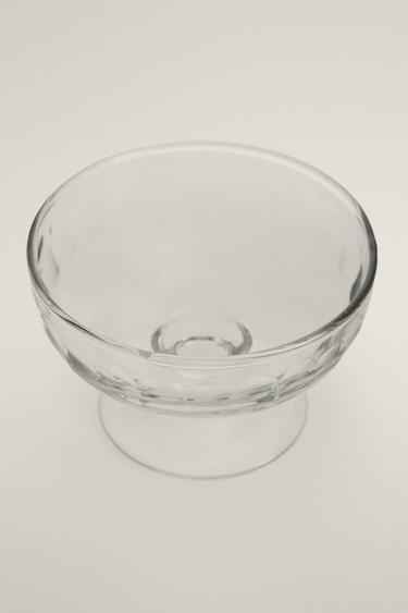 VERTICAL RAISED DESIGN GLASS ICE-CREAM CUP - Transparent by Zara - Image 1