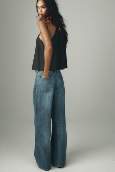 Zara TRF HIGH WAIST WIDE LEG JEANS - Navy blue