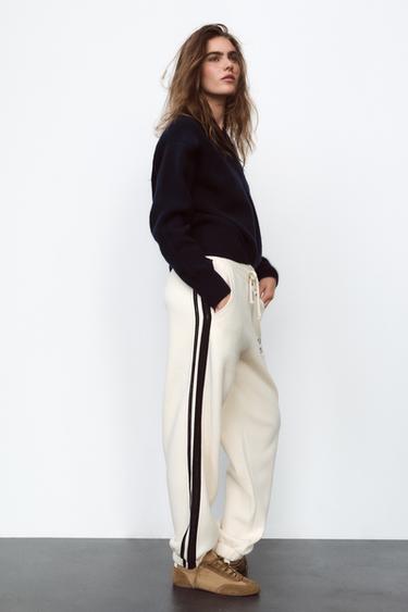 JOGGING TROUSERS WITH SLOGAN - Ecru by Zara - Image 3