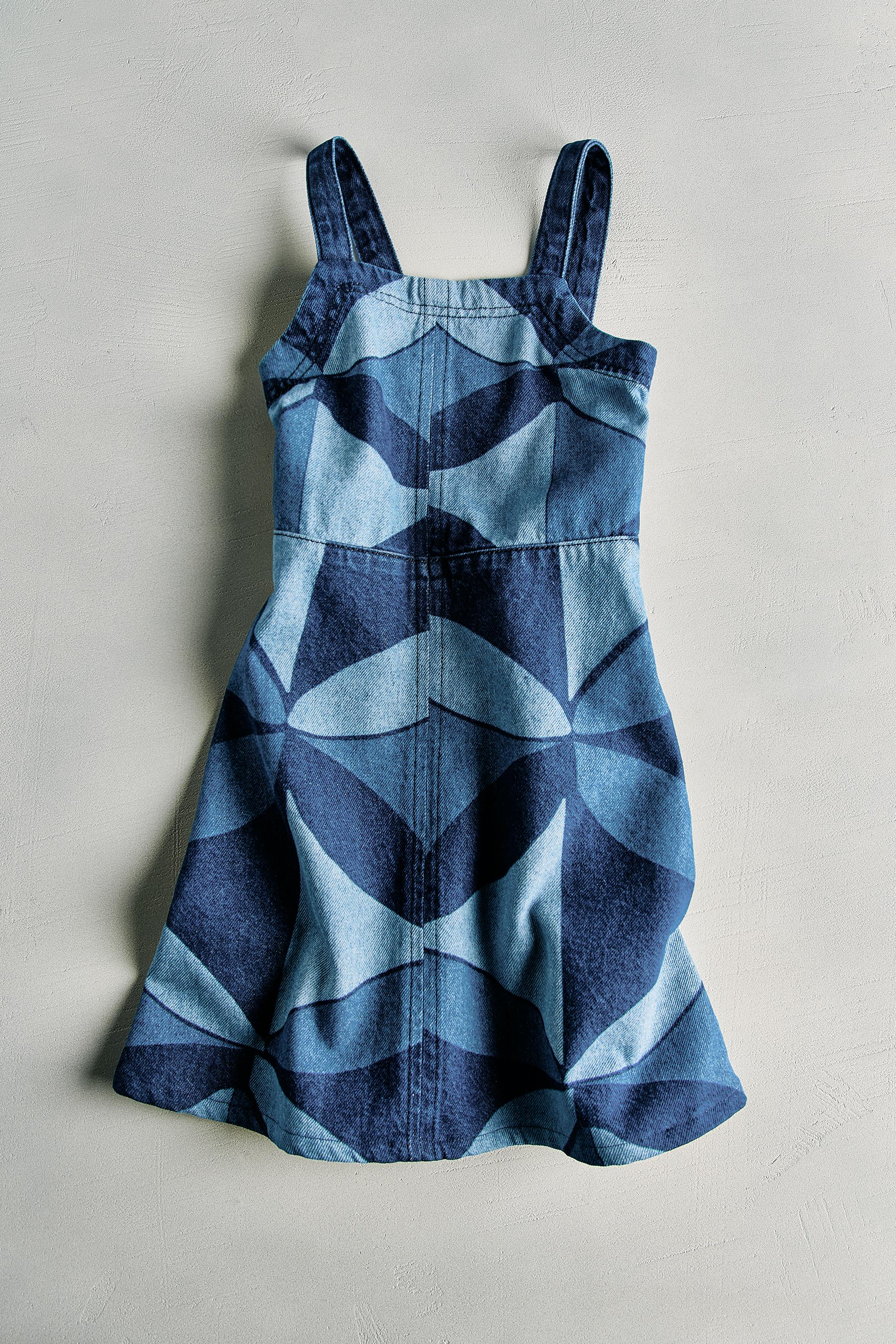 ZARA outlets BLOGGER FAVORITE GEOMETRIC PRINT DRESS BLUISH