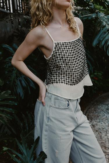 TOP PAILLETTES FIL MÉTALLISÉ - Écru de Zara - Image 2