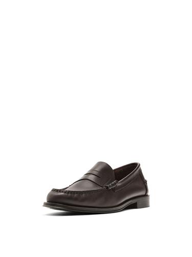 Zara Oiled leather penny strap loafers - Dark tan