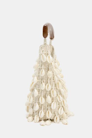 BEADED FABRIC BUCKET BAG - Light beige by Zara - Image 4