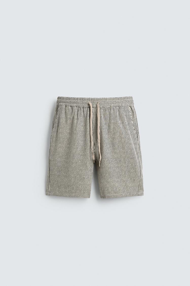 ZARA VISCOSE/LINEN RELAXED FIT BERMUDA SHORTS