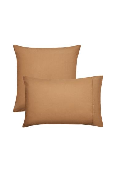 Zara PERCALE COTTON PILLOWCASE (300 THREAD COUNT) - Mid-camel