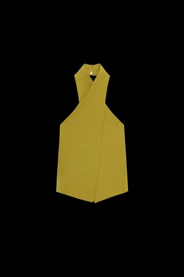 Zara CREPE SURPLICE TOP - Oil