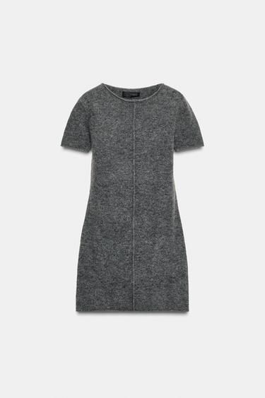 ROBE MINI EN MAILLE SOFT NERVURÉE - Gris chiné de Zara - Image 6