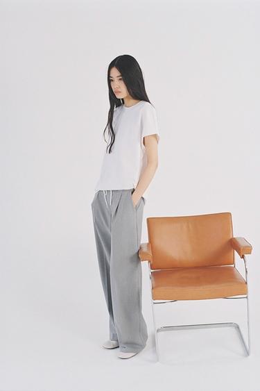 WIDE-LEGパンツ ダブルウエストバンドグレーZaraのWIDE-LEGパンツ ダブルウエストバンド - グレー 