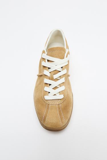 Zara LEATHER SNEAKERS - Brown