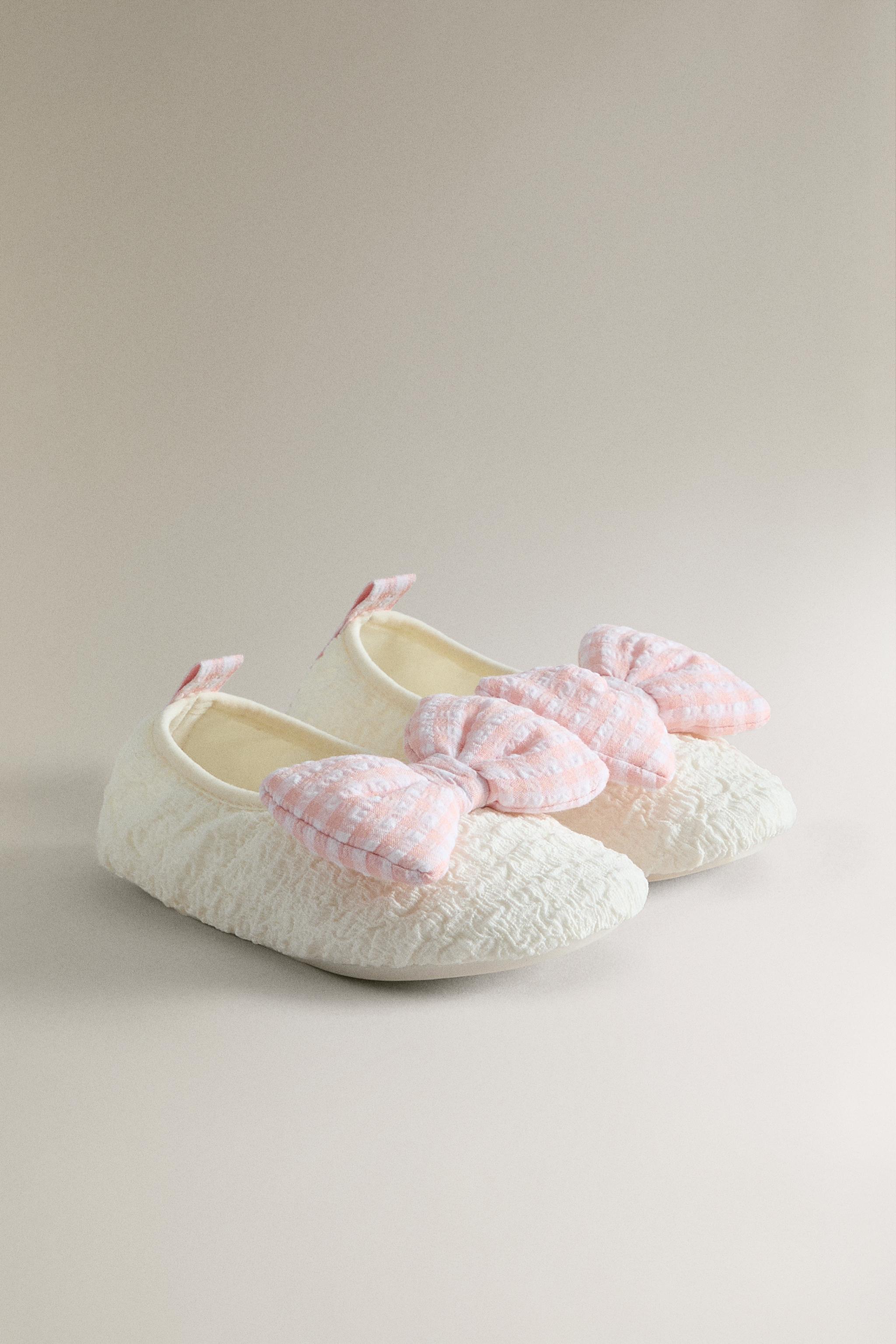 KIDS BOW BALLET FLATS — Beige